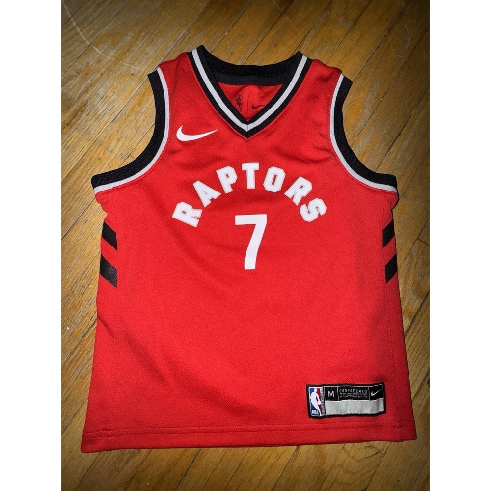 Toronto Raptors Jersey, #7 Kyle Lowry, Nike‎ Kids Medium (5/6) Red. PRE-OWNED.